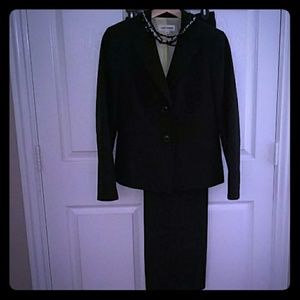 Evan-Picome Black Pinstriped Suit (size 8)